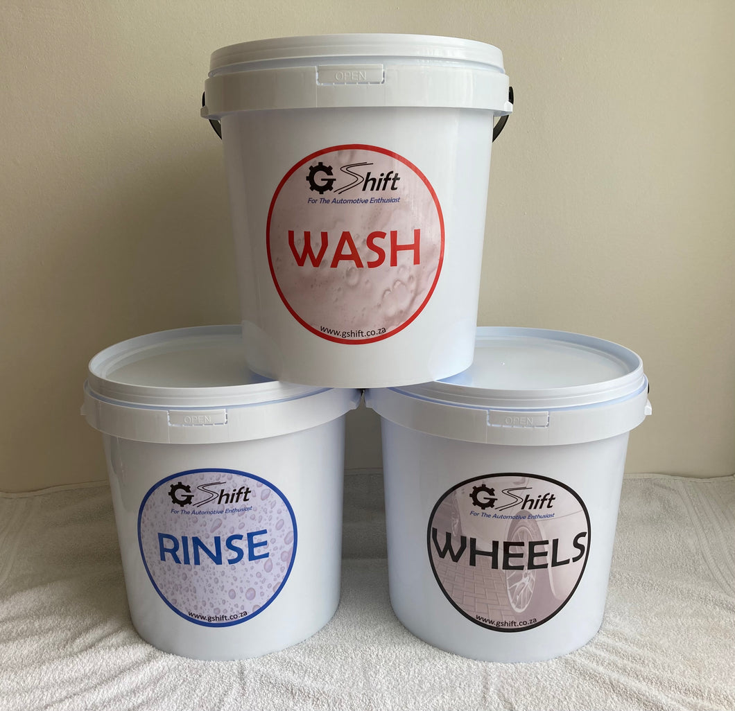 G Shift 20l Buckets + Lid (Wash, Rinse, Wheels)