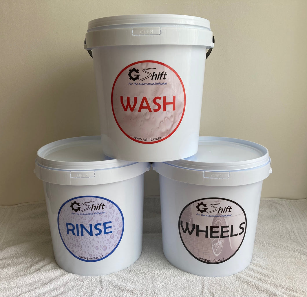 G Shift 20l Buckets + Lid (Wash, Rinse, Wheels)